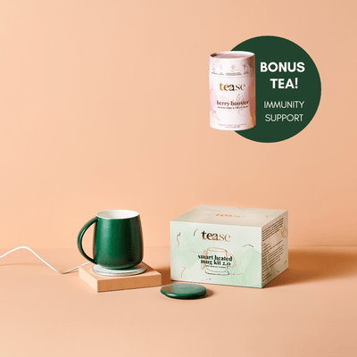 Tease Tea blended green tea Deep Mint Green / Berry Booster Smart Heated Mug Kit 2.0 + BONUS Free Tea Smart Heated Mug Kit 2.0 |  With Wireless Charger Beverage Warmer by Tease