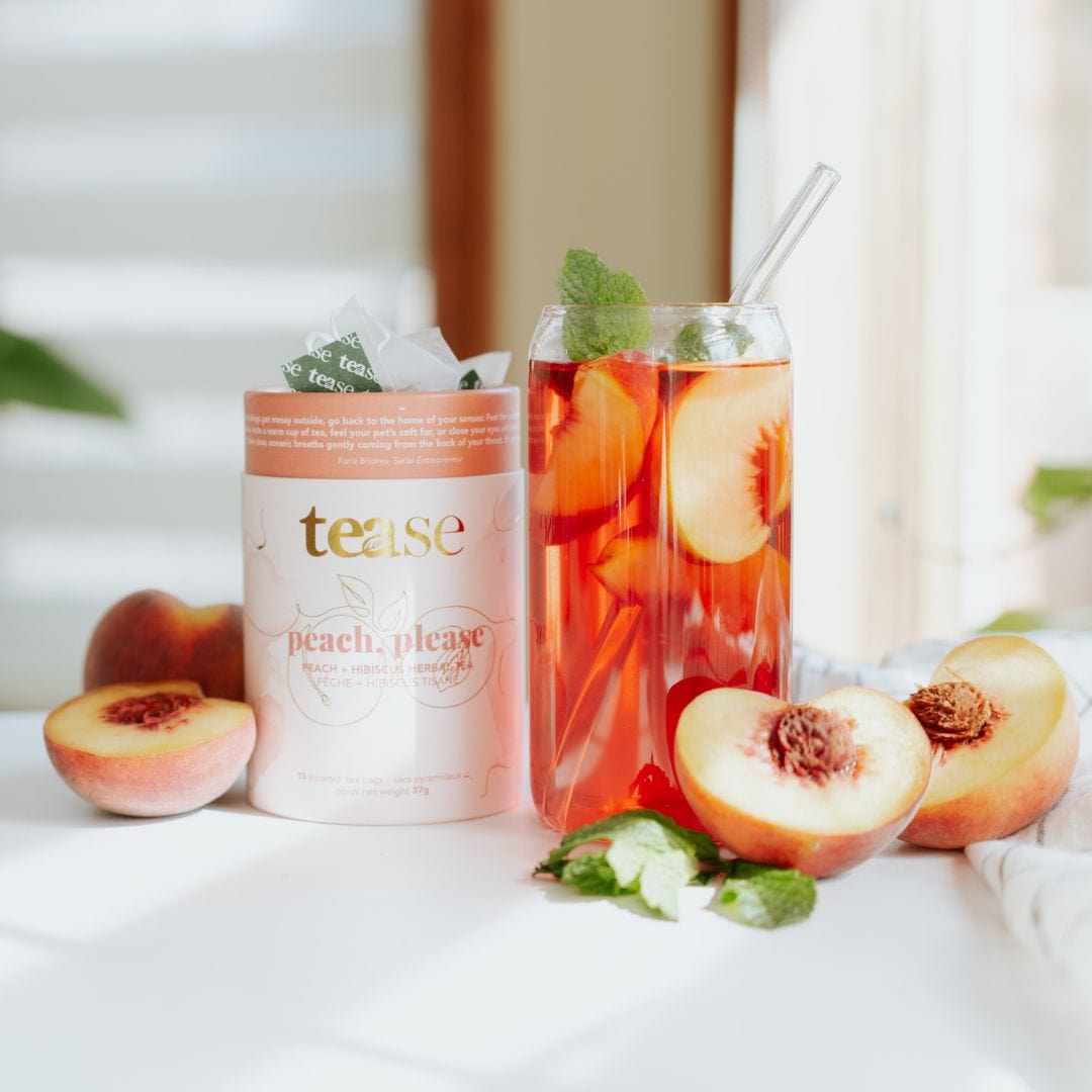 Tease Tea blended green tea Peach, Please Peach Please Tea | Hydration + Skin Support - Tease Wellness Blends