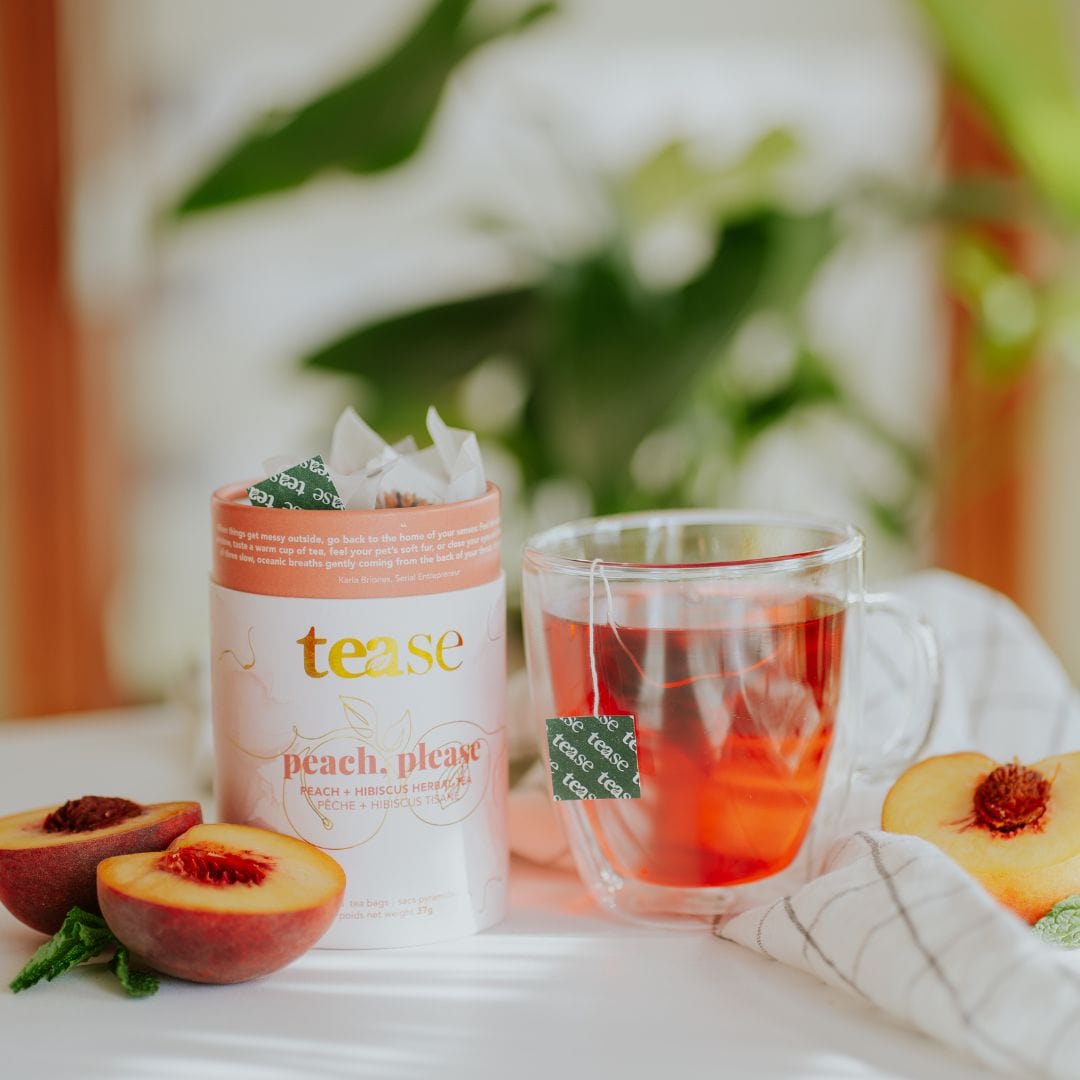 Tease Tea blended green tea Peach, Please Peach Please Tea | Hydration + Skin Support - Tease Wellness Blends