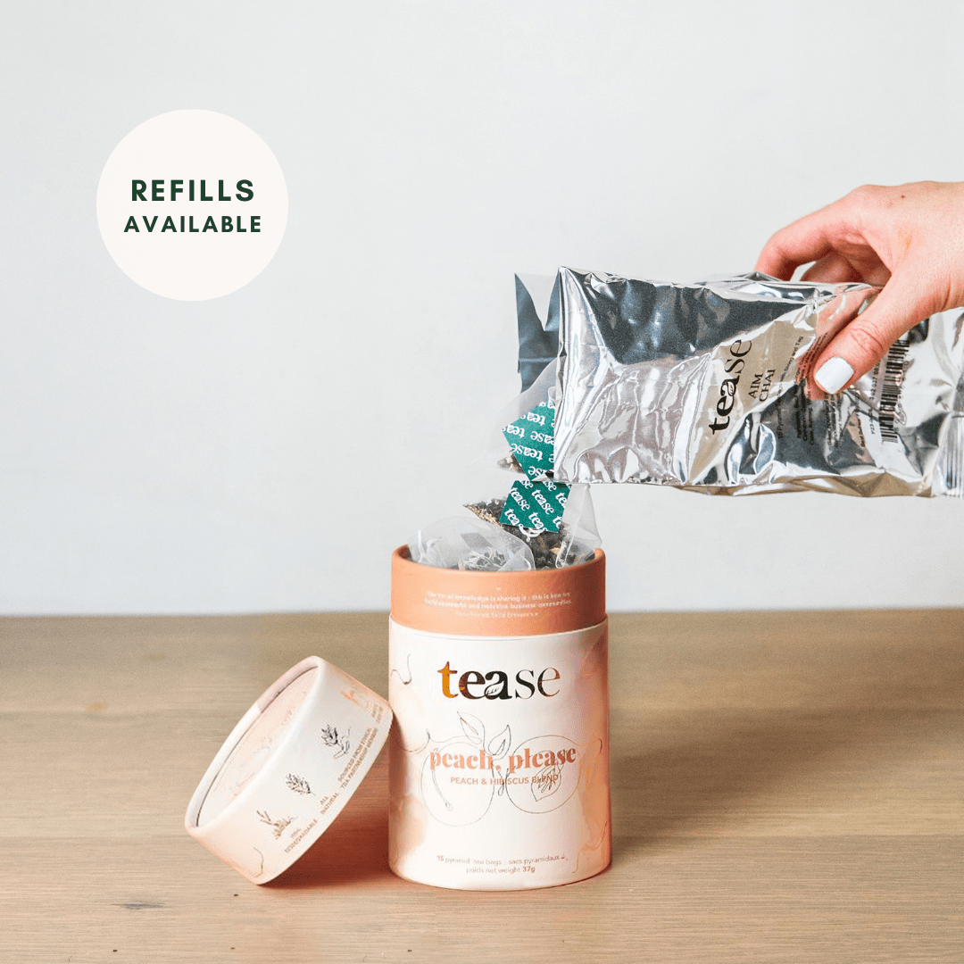 Tease Tea blended green tea Peach, Please Peach Please Tea | Hydration + Skin Support - Tease Wellness Blends