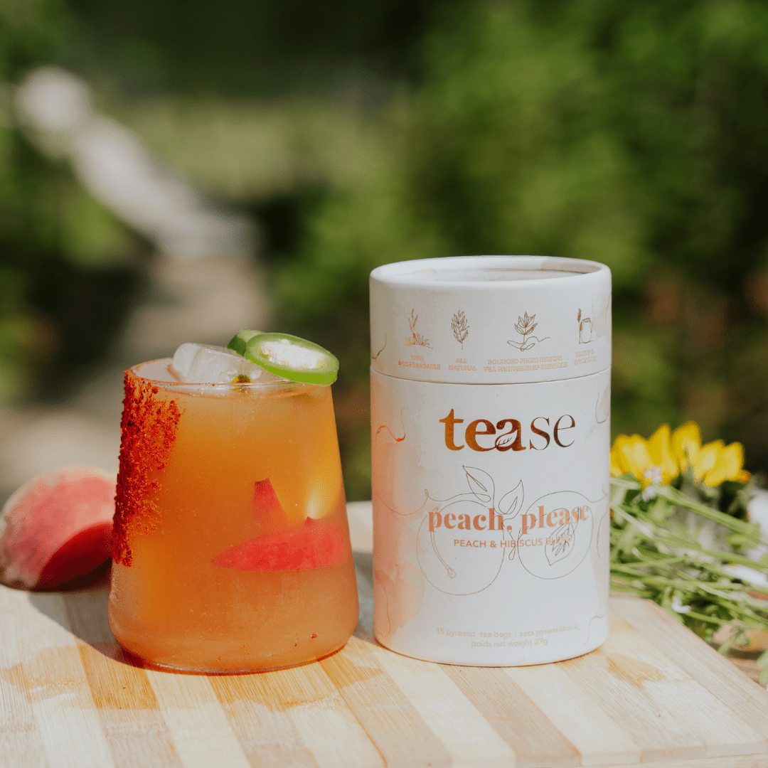 Tease Tea blended green tea Peach, Please Peach Please Tea | Hydration + Skin Support - Tease Wellness Blends