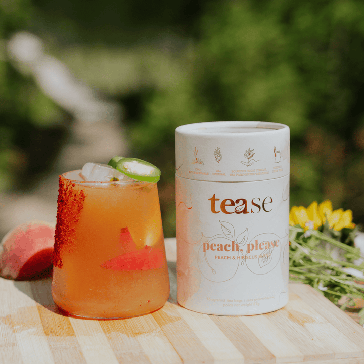 Tease Tea blended green tea Peach, Please Peach Please Tea | Hydration + Skin Support - Tease Wellness Blends