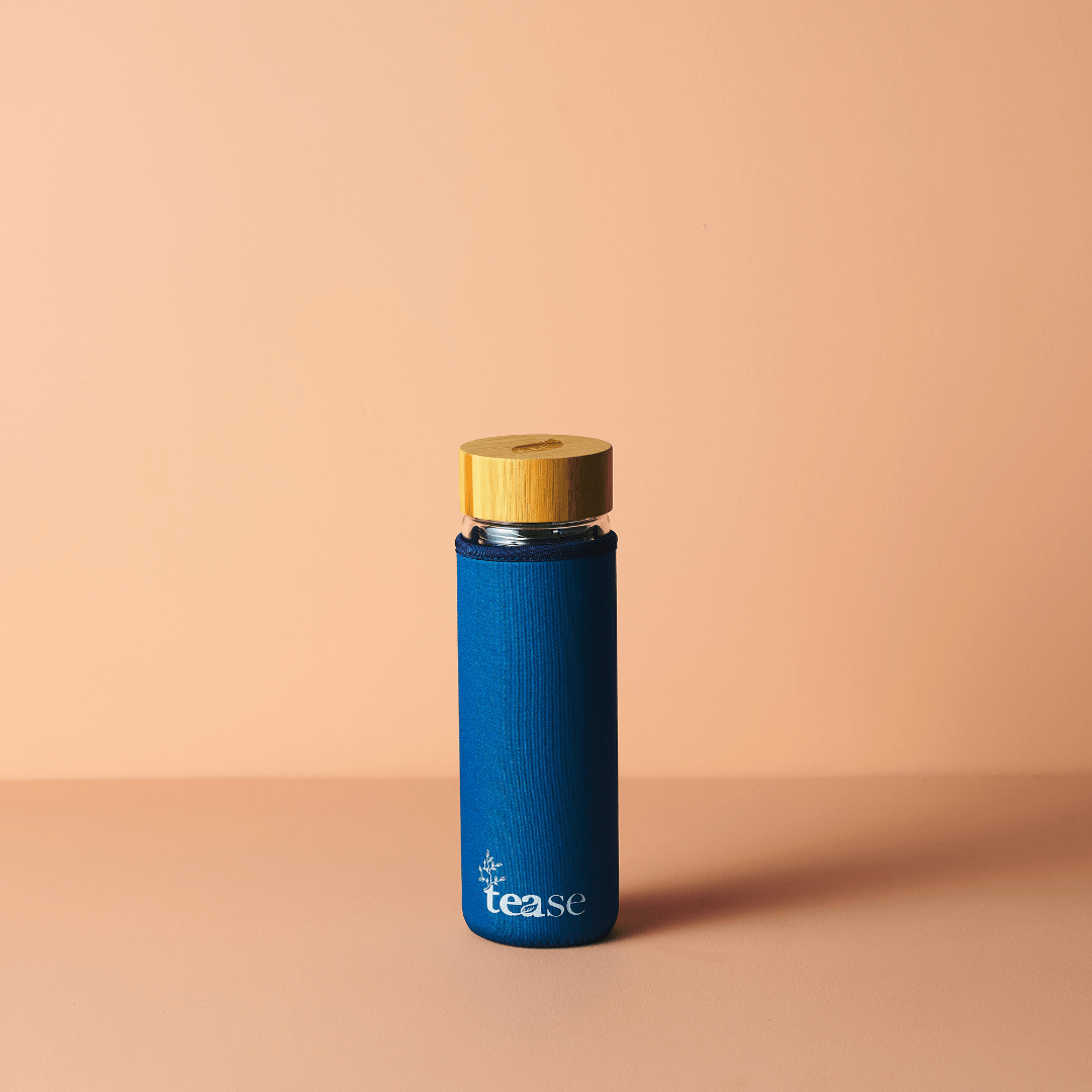 Tease Tea Tease > Drinkware > Tumblers Bluebell 3 in 1 Sustainable Glass and Bamboo Tea Tumbler 3-in-1 Glass And Bamboo Tumbler - Tease Wellness Blends