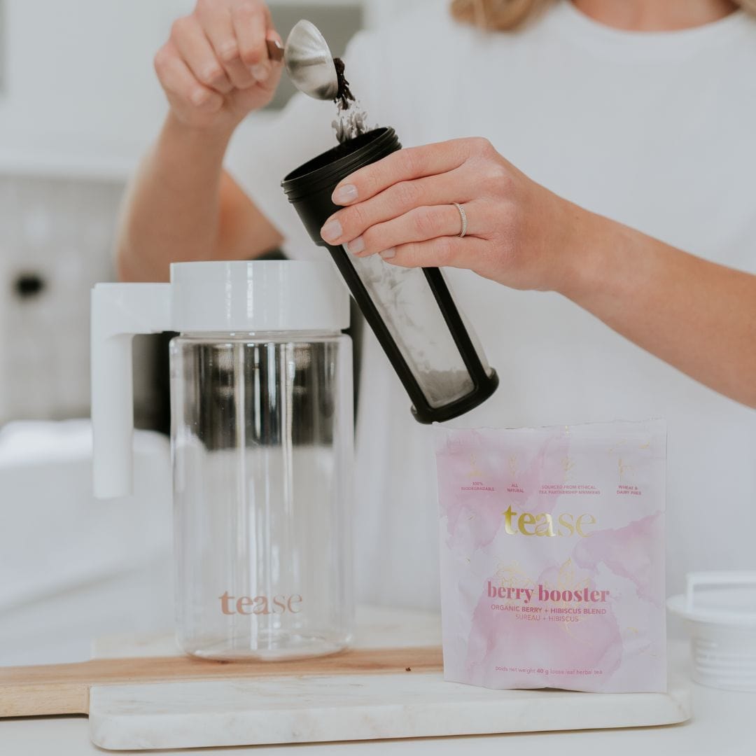 Tease Tea Tease > Serving Pitchers & Carafes Pitcher + Berry Booster Cold Brew Iced Tea & Coffee Maker Kit Tease Tea Iced Tea and Coffee Cold Brew Pitcher Bundle