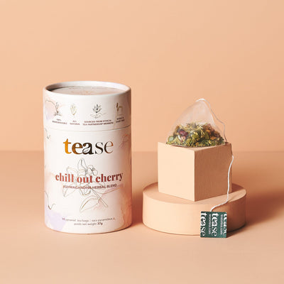 Tease Tea tube-refill > wellness > biodegradable > tea > ashwagandha > stress tea Chill Out Cherry Chill Out Cherry Adaptogen Tea | Stress Support - Tease Wellness Blends