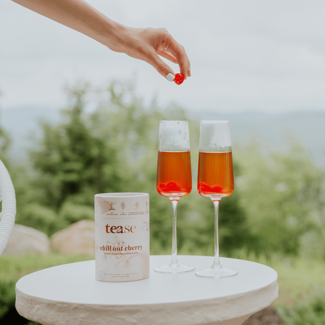 Tease Tea tube-refill > wellness > biodegradable > tea > ashwagandha > stress tea Chill Out Cherry Chill Out Cherry Adaptogen Tea | Stress Support - Tease Wellness Blends