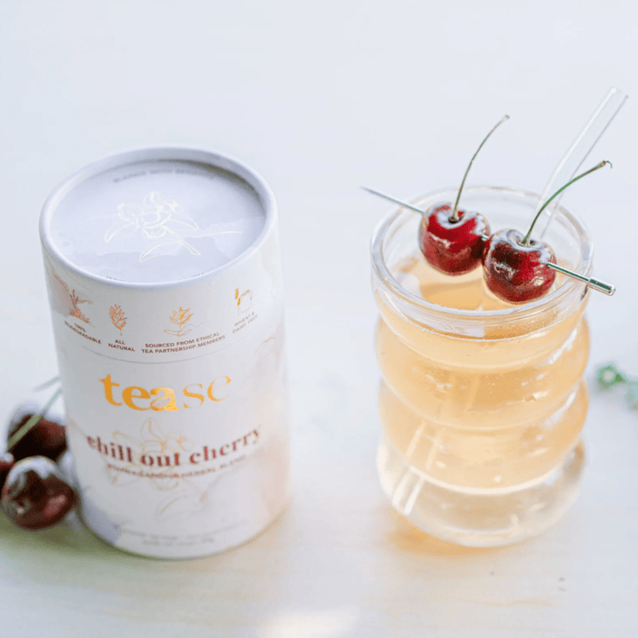 Tease Tea tube-refill > wellness > biodegradable > tea > ashwagandha > stress tea Chill Out Cherry Chill Out Cherry Adaptogen Tea | Stress Support - Tease Wellness Blends