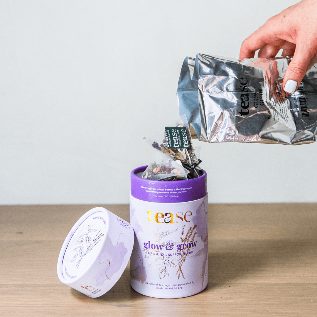 Tease Tea tube-refill > wellness > biodegradable > tea > hair tea > skin tea > nettle Glow & Grow Refill Glow & Grow Tea Refill  | Hair & Nail Support - Tease Wellness Blends