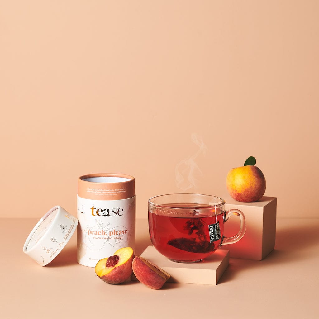 Tease Tea tube-refill > wellness > biodegradable > tea > peach tea > hibiscus tea > hydration tea Peach, Please (NEW) Peach Please Tea | Hydration Support - Tease Wellness Blends