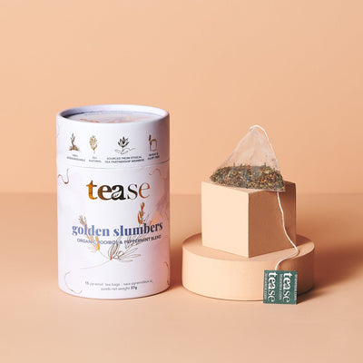 Tease Tea tube-refill > wellness > biodegradable > tea > sleep tea > rooibos > sleepy tea Golden Slumbers Golden Slumbers Tea | Sleep Support - Tease Wellness Blends