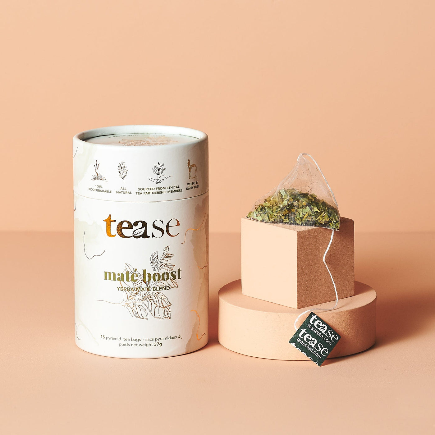 Tease Tea tube-refill > wellness > biodegradable > tea > yerba mate > energy tea > metabolism tea Maté Boost Maté Boost Tea | Energy Support - Tease Wellness Blends