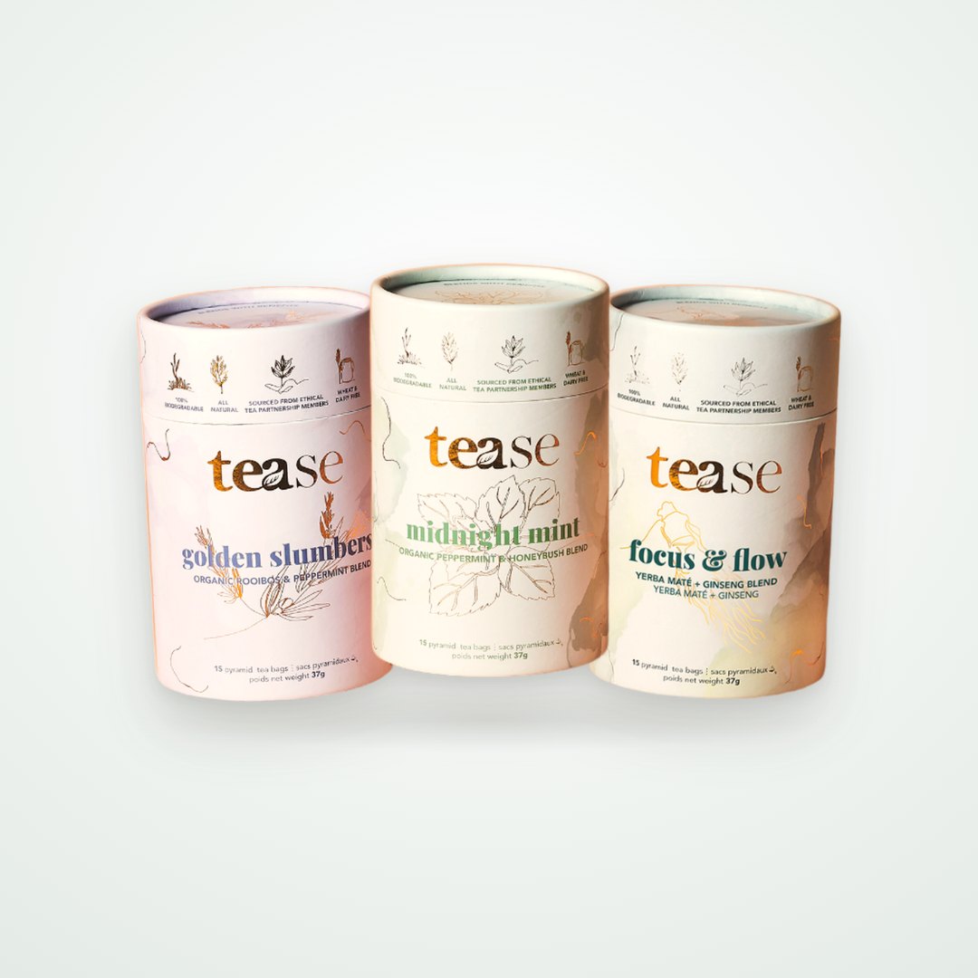 The three Evening Reset tubes: Golden Slumbers, Midnight Mint and Focus & Flow