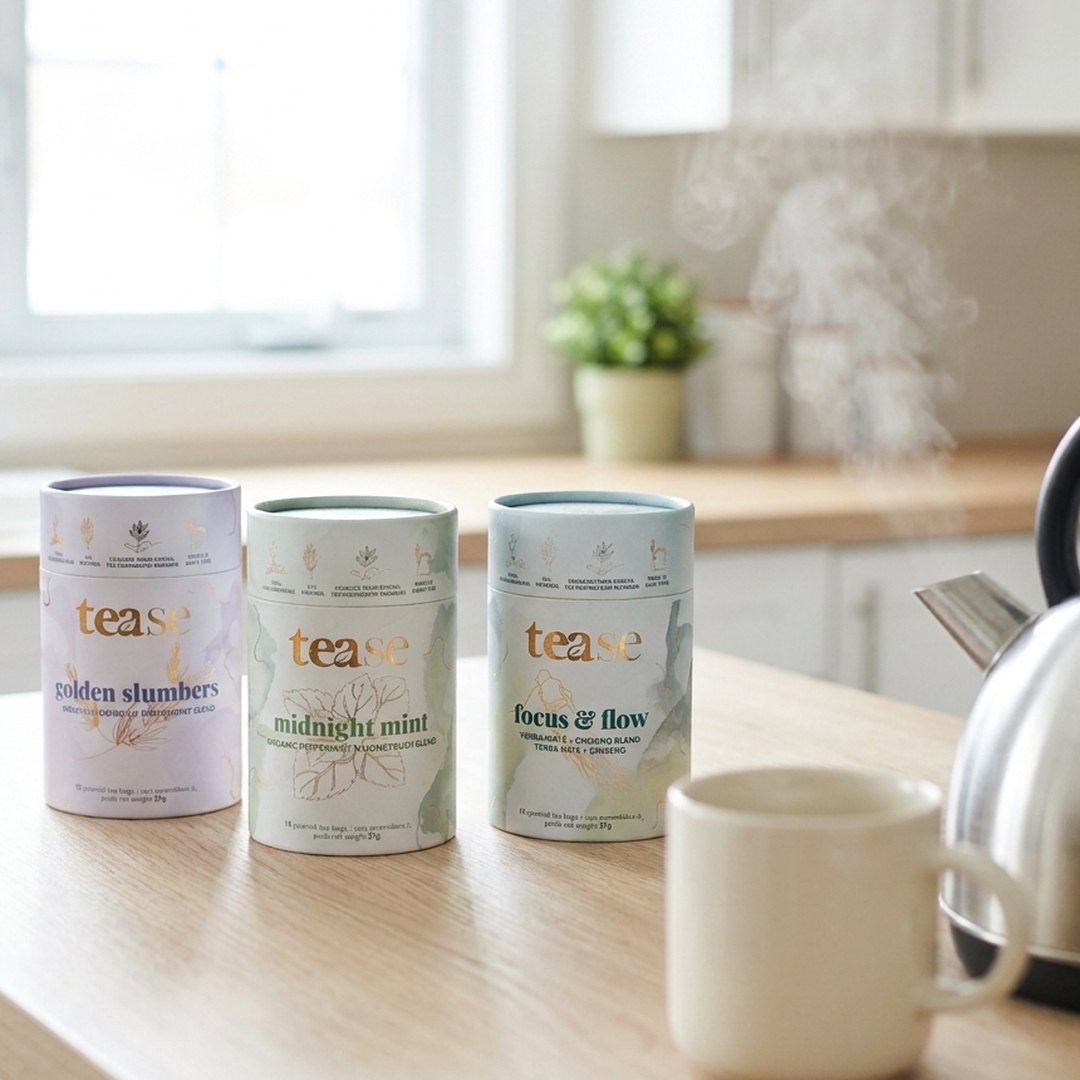 The tubes on a kitchen counter beside a mug